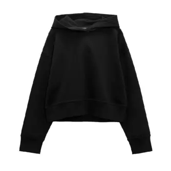 Толстовка худи Zara Ribbed, черный