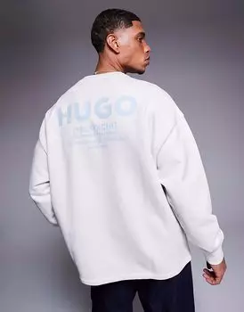 Толстовка Hugo Blue с центральным логотипом в каменном цвете