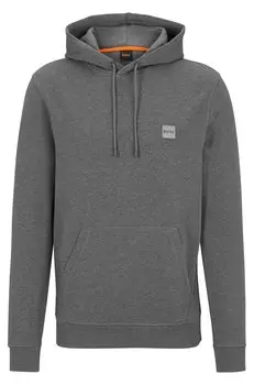 Толстовка Hugo Boss French-terry-cotton Hooded With Logo Patch, серый