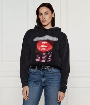 Толстовка HUGO Dephana_3 Cropped Fit, черный