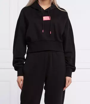 Толстовка HUGO diametta cropped fit, черный