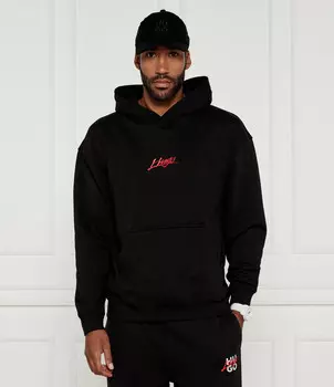 Толстовка HUGO Dlogolong Relaxed fit, черный