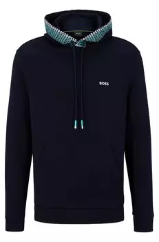 Толстовка Hugo/Hugo Boss Cotton-blend With Multi-colored Logos, тёмно-синий