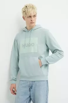 Толстовка HUGO из хлопка, бирюзовый