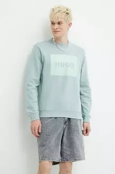 Толстовка HUGO из хлопка, бирюзовый