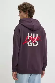 Толстовка HUGO из хлопка, фиолетовый
