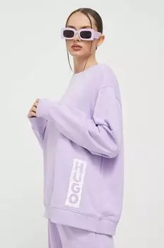 Толстовка HUGO из хлопка Hugo, фиолетовый