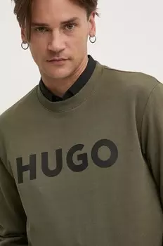 Толстовка HUGO из хлопка, зеленый