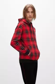 Толстовка Hugo Relaxed-fit In Checked Cotton, красный/мультиколор