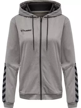 Толстовка Hummel Hoodie Hmlauthentic Poly Zip Hoodie Woman, серый меланж