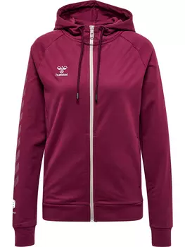 Толстовка Hummel Hoodie Hmlmove Grid Cot. Zip Hoodie Woman, цвет GRAPE WINE