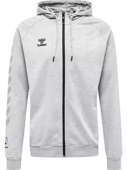 Толстовка Hummel Hoodie Hmlmove Grid Cotton Zip Hoodie, серый меланж