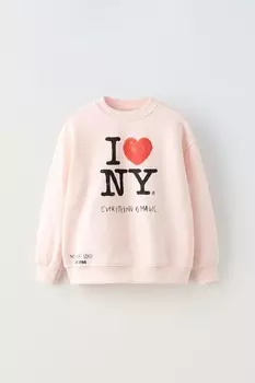 Толстовка i love ny ZARA, розовый