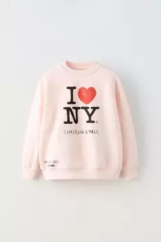 Толстовка i love ny ZARA, розовый