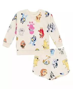 Толстовка и шорты из французской махровой ткани для маленьких девочек Bingo Chloe Coco Bluey, мультиколор