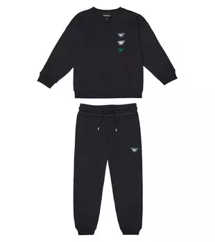 Толстовка и спортивные штаны из смесового хлопка Emporio Armani, черный