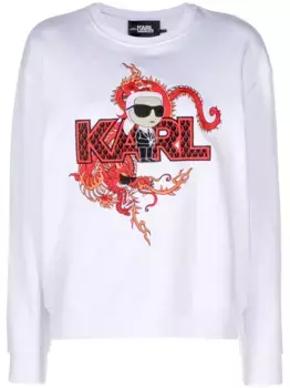 Толстовка Ikonik Karl из органического хлопка с логотипом KARL LAGERFELD, белый