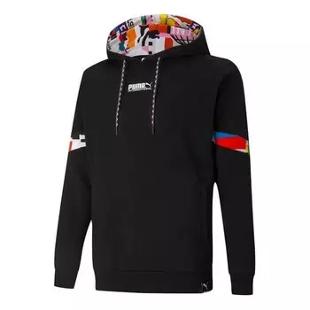 Толстовка intl sports stitching printed hooded sweatshirt black Puma, черный
