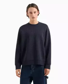 Толстовка из эластичного хлопка с логотипом на плечах по всей поверхности Armani Exchange, темно-синий