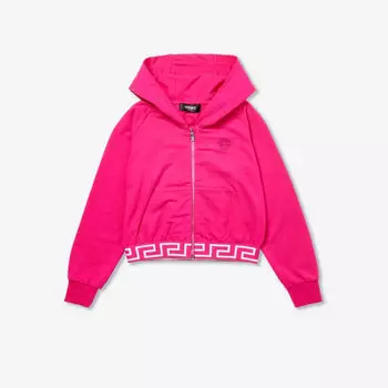 Толстовка из эластичного хлопка с металлизированной вышивкой Medusa 8–14 лет Versace, фуксия