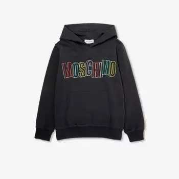 Толстовка из эластичного хлопка с текстовым принтом и логотипом для 8–14 лет Moschino, черный