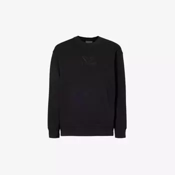 Толстовка из эластичного смесового хлопка с вышитым логотипом Emporio Armani, цвет nero