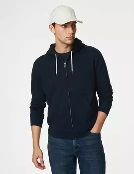 Толстовка из чистого хлопка Marks & Spencer, темно-синий