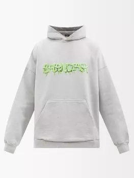 Толстовка из джерси с капюшоном и логотипом slime Balenciaga, серый