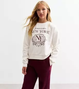 Толстовка из джерси с надписью Girls Off White New York New Look, белый