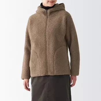 Толстовка из флиса боа из переработанного полиэстера MUJI, мокко коричневый