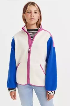 Толстовка из флиса H&M Color Blocks, белый/синий/розовый