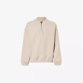 Толстовка из флиса и смеси хлопка и кашемира с вышитым логотипом Emporio Armani, цвет corda