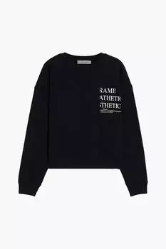 Толстовка из флиса с хлопковым принтом и вставками FRAME, черный