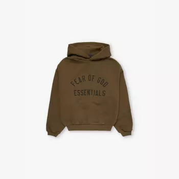 Толстовка из флиса с капюшоном из смеси хлопка и двух накладных карманов для детей от 2 до 16 лет Fear Of God Essentials, зеленый
