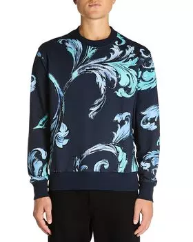 Толстовка из флиса с принтом, стандартного кроя Versace Jeans Couture, синий
