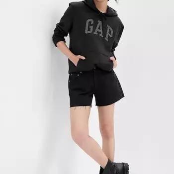 Толстовка из французского трикотажа с вышитым блестящим логотипом Gap, черный