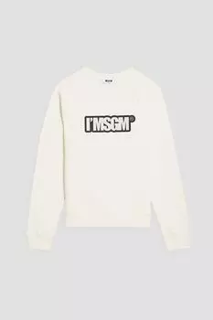 Толстовка из французской хлопковой махры с аппликацией MSGM, слоновая кость