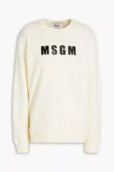 Толстовка из французской хлопковой махры с логотипом MSGM, кремовый