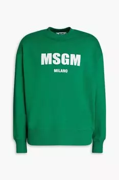 Толстовка из французской хлопковой махры с принтом MSGM, зеленый