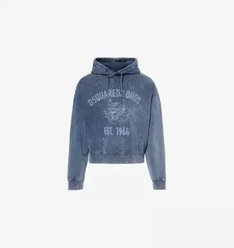 Толстовка из хлопчатобумажного трикотажа с принтом Paint-Splatter Dsquared2, синий