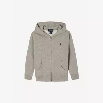 Толстовка из хлопка и флиса с вышитым логотипом для детей 2–14 лет Polo Ralph Lauren, цвет dark sport heather
