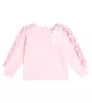 Толстовка из хлопка и льна с цветочным узором Monnalisa, розовый