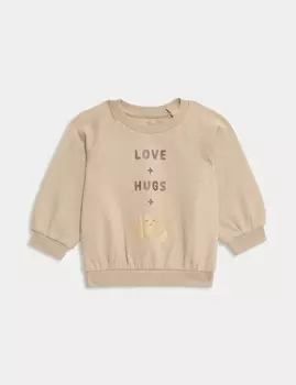 Толстовка из хлопка с надписью Любовь и объятия Marks & Spencer, кремовый