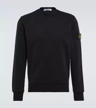 Толстовка из хлопка с нашивкой-логотипом Stone Island, черный