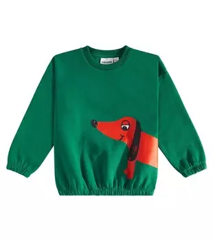 Толстовка из хлопка с принтом Mini Rodini, зеленый