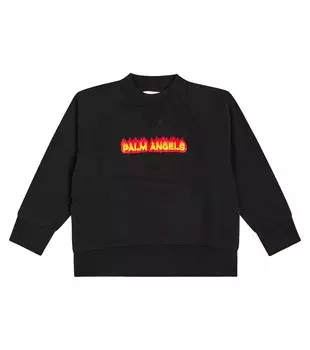 Толстовка из хлопка с принтом Palm Angels, черный