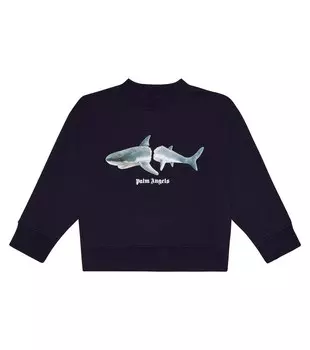 Толстовка из хлопка с принтом Palm Angels, синий