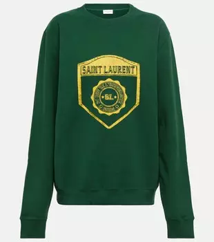 Толстовка из хлопка с принтом SAINT LAURENT, зеленый