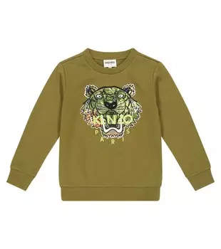 Толстовка из хлопка с вышивкой Tiger Kenzo, зеленый