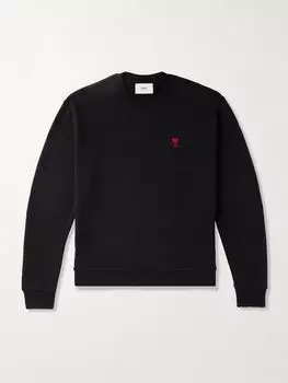 Толстовка из хлопкового джерси Ami de Coeur с вышитым логотипом AMI PARIS, черный